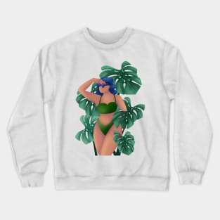 Plant Lady Summer, Beach and Monstera Plants Crewneck Sweatshirt